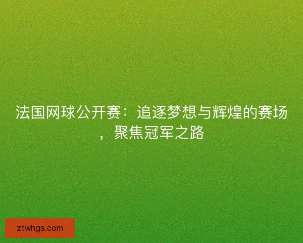 法国网球公开赛：追逐梦想与辉煌的赛场，聚焦冠军之路